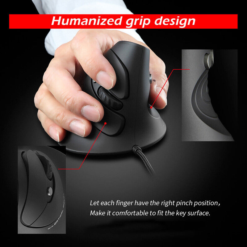 ZELOTES 3200DPI Gaming Mouse Upright Wired 6 Button LED Desktop Game Mouse