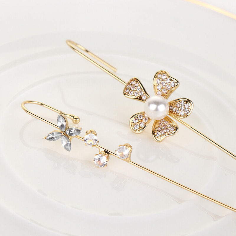 Zirconia Lightning Crystal Stud Climber Earrings Ear Wrap Crawler Hook Earrings