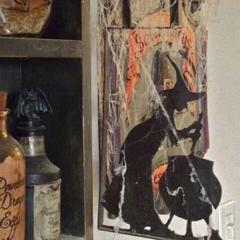 Holiday Decor Black Witch Sign Metal Witch Wall Silhouette for Garden Patio Door