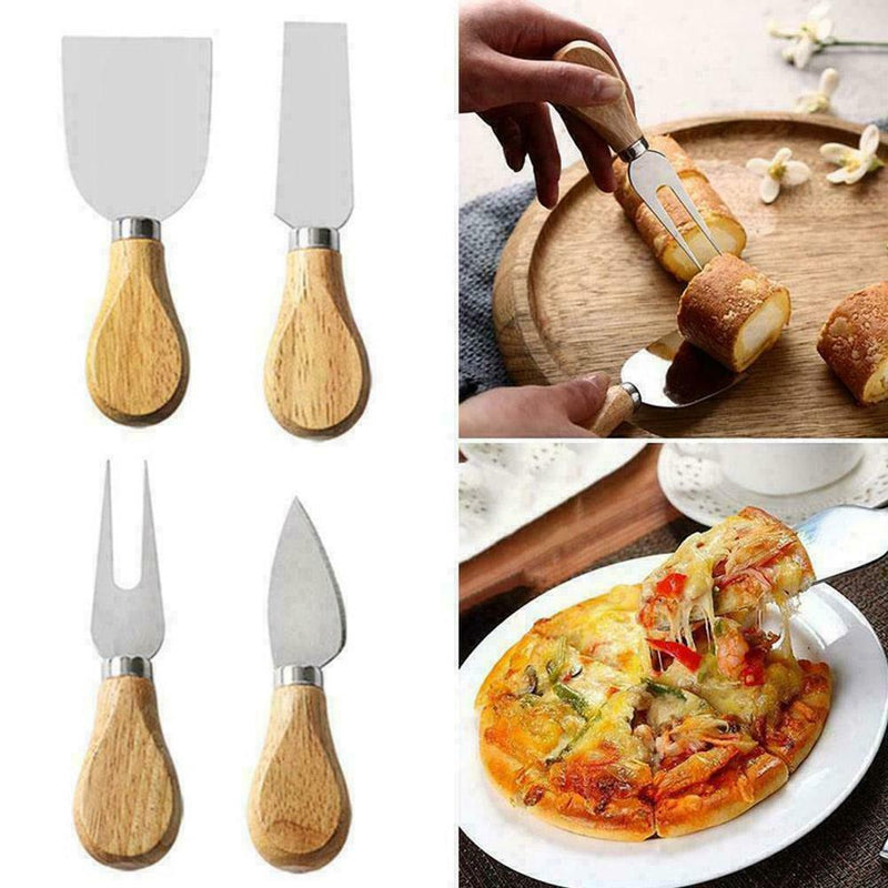 Bamboo Cheese Board Kitchen Wooden Handle Set Board Steel Cheese U9O8 G5Z9