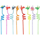Design Cartoon Pattern Straws-Plastic Dinosaur Reusable Straws Dino Theme