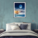 Moon and Ship Oil Paint By Numbers Kits Canvas Drawing DIY Coloring Picture Sets