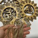 Wooden Wall Sign Flower Of Life Energy Mat Slice Wood Base Meditation Energy