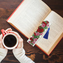 DIY Special Shape Diamond Painting Leather Tassel Bookmark Rose Craft for Books