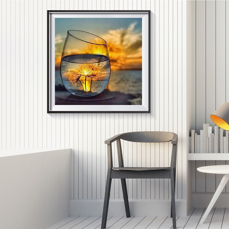DIY Paint By Number Kit Frameless Scenery in Cup Handpainted Canvas Wall Decor