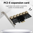 PCI-E Riser Card 1 to 6 USB 3.0 Multiplier Hub BTC Mining Expansion Card Newly