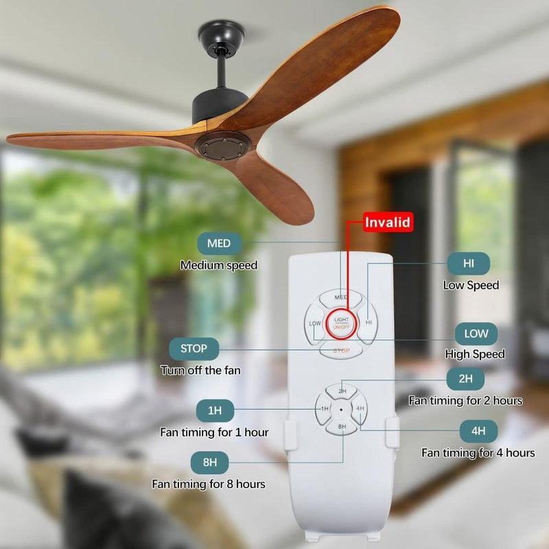 with Remote Control Wood Ceiling Fan 42'' Modern Ceiling Fan No Light Outdoor