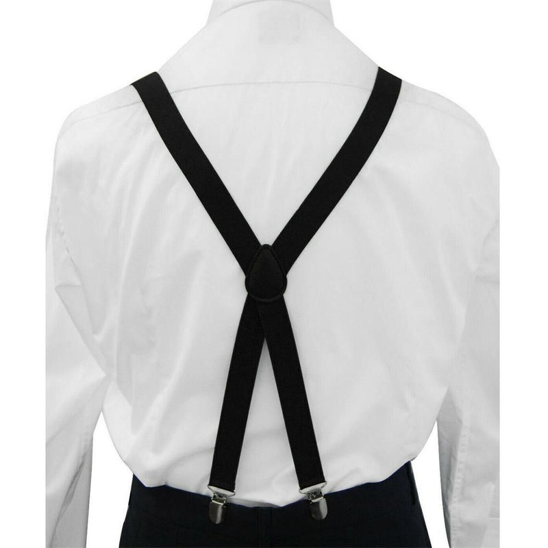 X Back Elastic Braces Adjustable Strap Clip Mens Braces Suspenders Solid Color