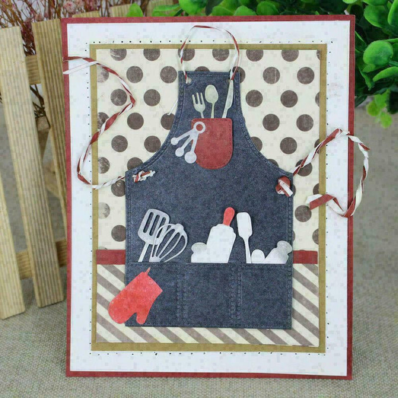 1*Kitchen Apron Cutting Die Stencil Scrapbook Embossing M2L8 Paper W1R4 DIY R2N5