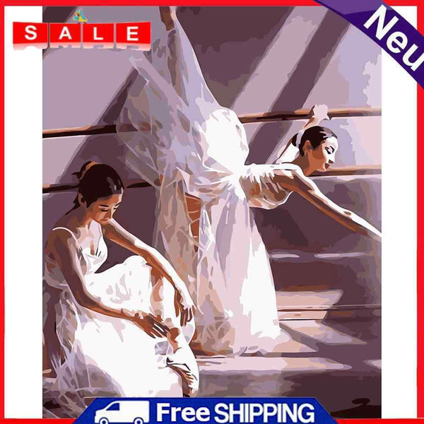 Hand Painted DIY Painting By Numbers Kits Ballet Dancer Canvas Mural Wall Arts
