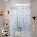 Flowers Print Translucent Curtains Windows Decor Tulle Sheer Drapes Blue
