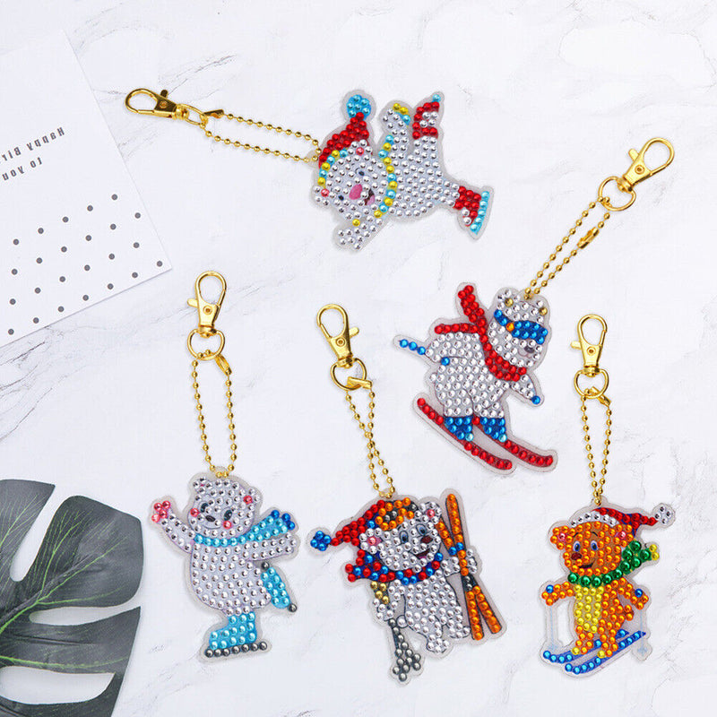 Snow Sports Diamond Painting Keychain DIY Crystal Drill Key Ring (YS015) Newly