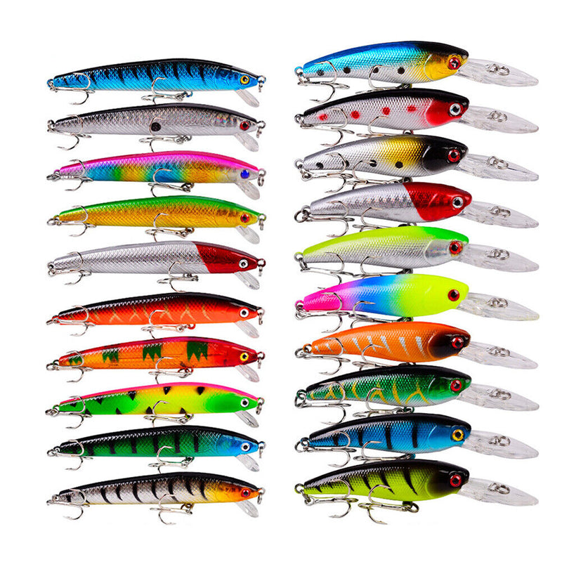 20pcs Minnow 8g 9.5cm 9cm Bait Simulation Crankbait with Hook Lifelike