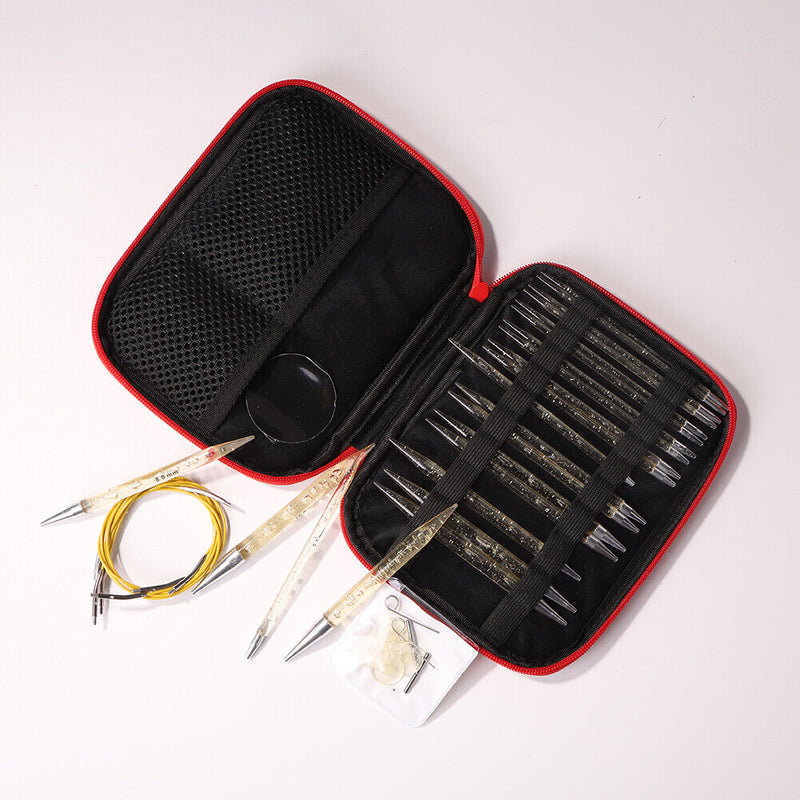 11 Pair Crochet Hook Circular Knitting Needles Set with Case DIY Art Crft Newly