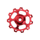 2pcs 11T Bike Aluminum Alloy Bearing Jockey Wheel Rear Derailleur(Red) A