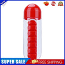 600ML Plastic 2 In 1 Combine Daily Pill Box Drinking Bottles Cups(Red)