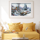 Full Embroidery DIY Canvas Craft Stamped 11CT Cross Stitch Snow Scene Art Kit