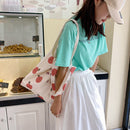 Fashion Women Peach Print Canvas Shoulder Shopping Bag Tote Handbags (A)