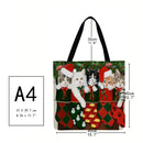 Ltervoercaern Christmas Cats Printed Shoulder Shopping Bag Casual Large