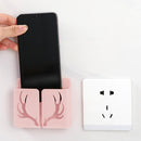 Phone Wall Mounted Holder with Plug Charging Sundries Organizer Box (Pink) Newly