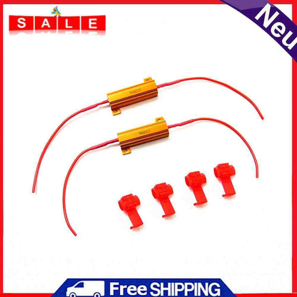 1 Pair Anti-Flashing Decoders Kit 8ohm 50W Waterproof Anti-Flicker Load Resistor