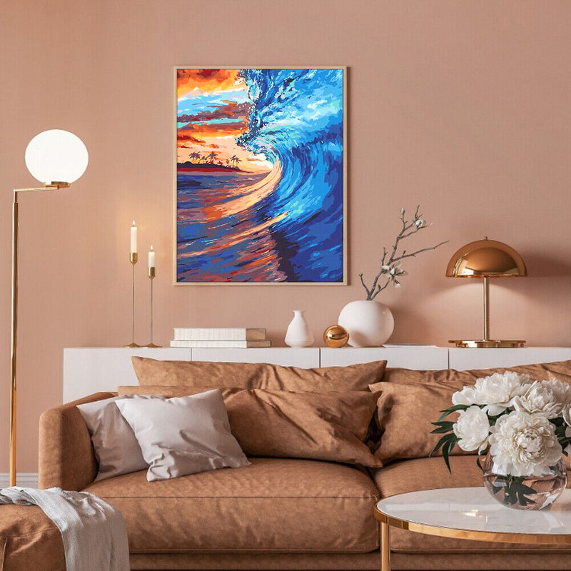 Waves Oil Paint By Numbers Kits Canvas DIY Picture Hand Painted Wall Art