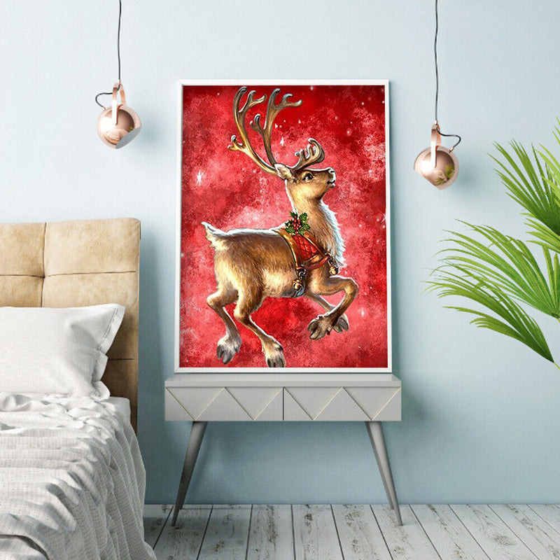5D DIY Full Drill Round Shape Deer Rhinestone Diamond Drawing Home Decoration