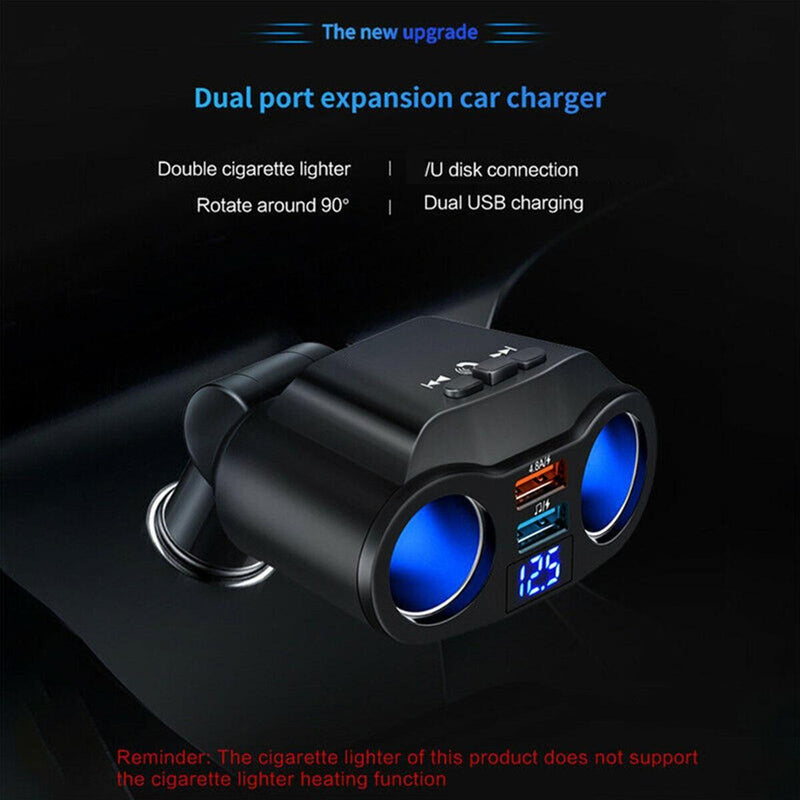 Dual USB Auto Schnellladegerät Zigarettenanzünder Splitter Netzteil Bluetooth F.