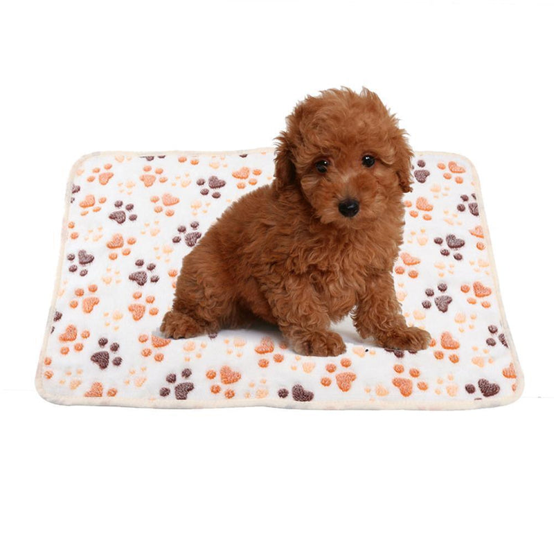 Coral Fleece Paw Foot Print Dog Bed Mats Warm Pet Blanket Sleeping Cover Mat