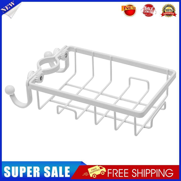 Iron Faucet Hanger Shelf Kitchen Bathroom Drain Storage Rack Holder (White)