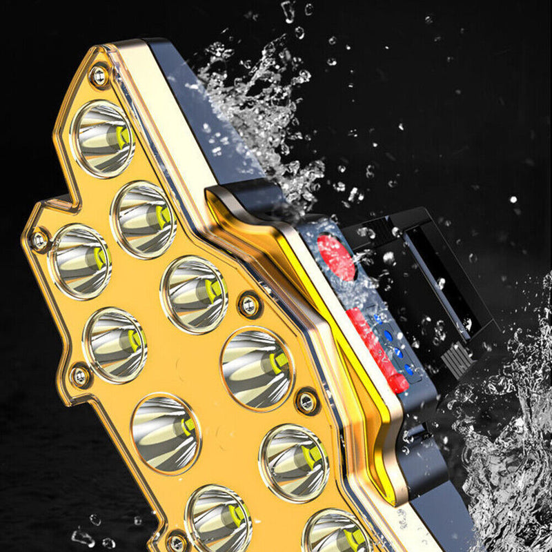 12LED Powerful Night Fishing Headlight USB Rechargeable Long-Range Flashlight