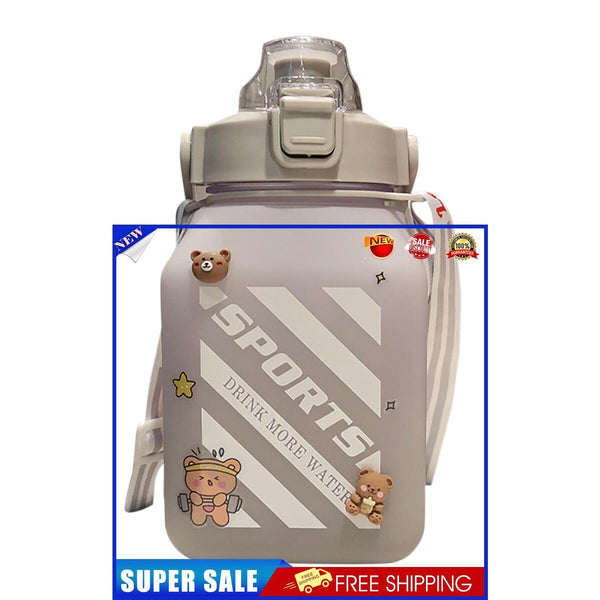 Water Bottles with Straw - Sports Big Belly 1500ml Water Jug Cup (Grey)