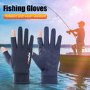1 Pair Fishing Gloves Anti-slip 2 Fingers Cut Ice Silk Hand Protect (Blue) Newly