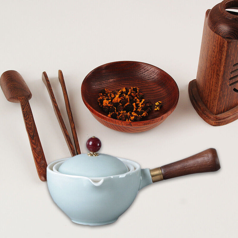 Portable Chinese Gongfu Kung Fu Tea Set Rotating Ceramic Teapot Teaware (I)