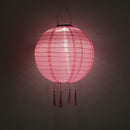 Solar Nylon Lantern Lamp Waterproof Hanging Light Festival Decor (Pink) Newly