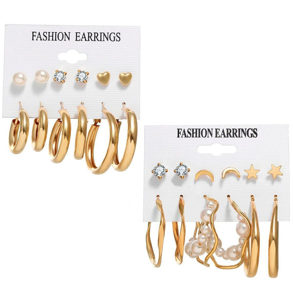 Women Women Gift Earrings Jewelry Drop Earrings Set Geometric Zircon Earring