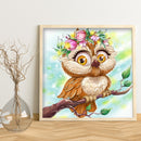5D DIY Full Drill Round Shape Owl Rhinestone Diamond Drawing Home Decoration