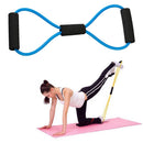 8 Word Rubber Yoga Fitness Chest Expander Rope Workout Equipment (Blue) Newly