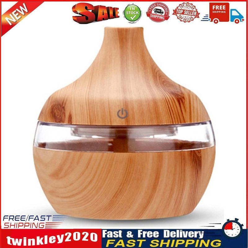 Aroma Oil Diffuser Ultrasonic Wood Grain Air Humidifier (Light wood grain) Newly