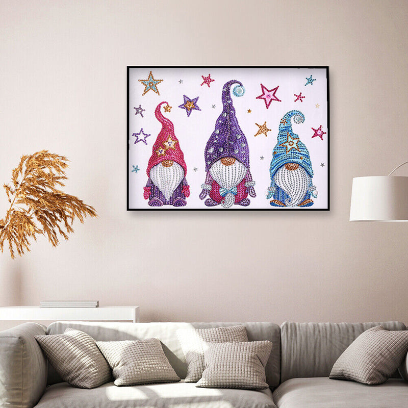 5D Diamond Painting DIY Rhinestone Special Shaped Star Heart Gnome Kit Newly