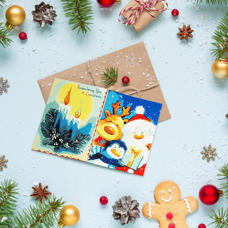 Handpainted DIY Christmas Greeting Card Oil Paint by Numbers Pictures Gifts