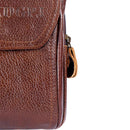 10pcs Men Cowhide Leather Phone Bag Solid Color Three-layer Holder