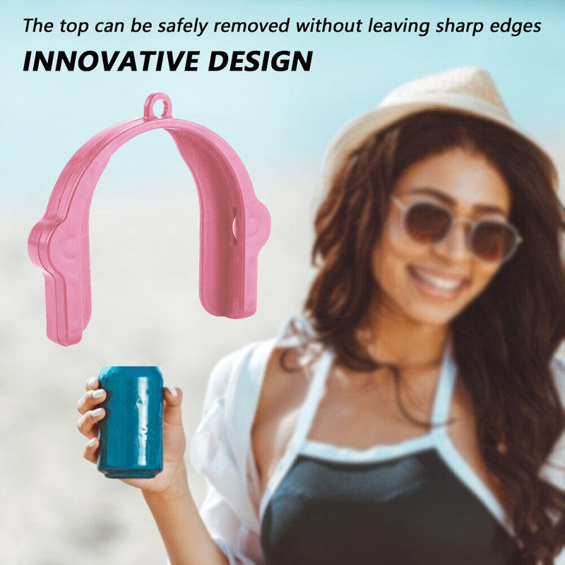 U-shaped Gripper Manual Can Jar Opener Cap Lid Beer Bottle Openers (Pink)