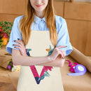 Flower V Printed Linen Apron Waterproof Kitchen Cooking Bibs (82X68CM)