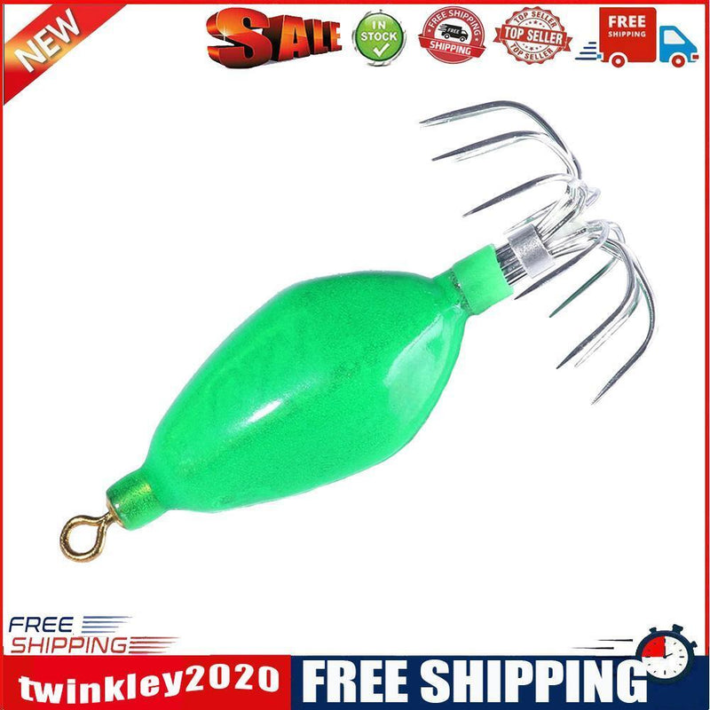Hard Bait Luminous Squid Jig Hook 50.6g Octopus Fishing Tackle (Green)