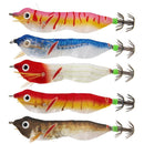 103mm LED Luminous Wood Shrimp Bait Squid Jigs Hook Fishing Lures (Brown)