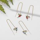 Animal Design Pendant Necklace Long Tassel Crystal Birds Drop Earrings