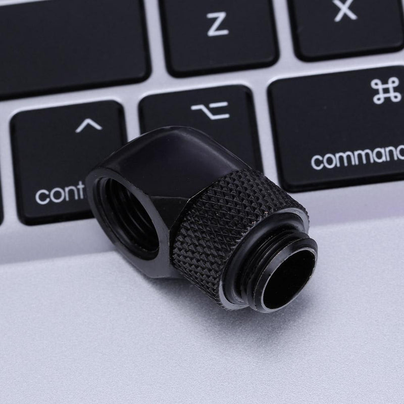 G1/4 Inner Outer Dual Thread 90 Degree Rotary Water Tube Connector(Black) Newly