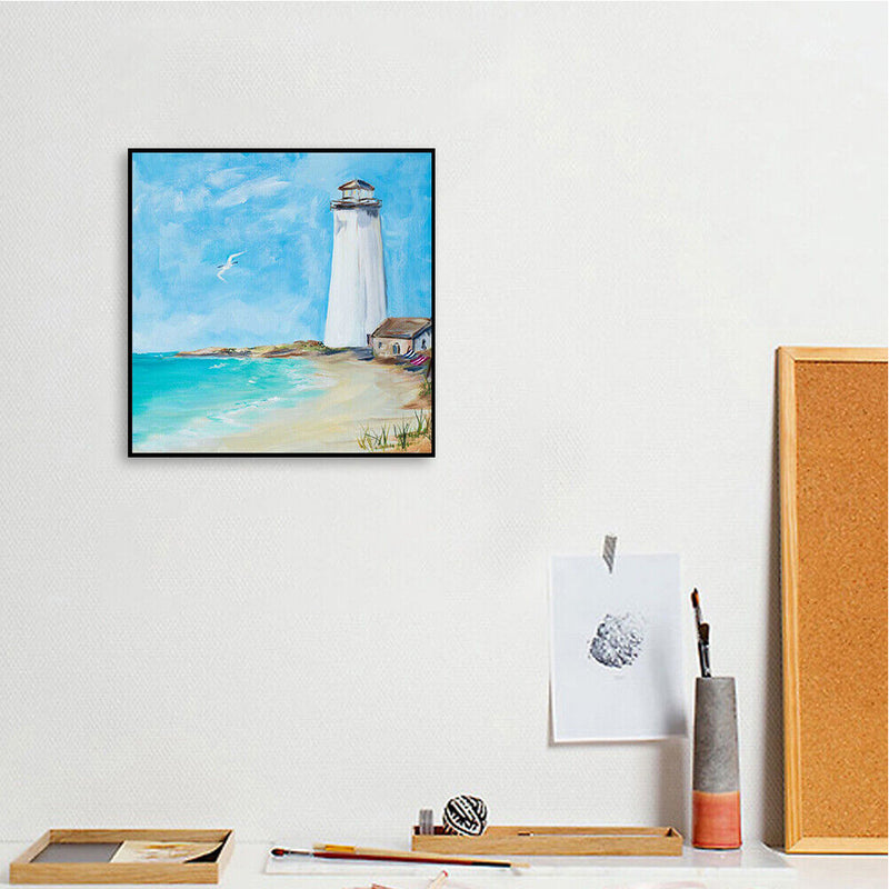 20X20cm Frameless Oil Paint By Numbers Lighthouse Paint Canvas Picture Crafts