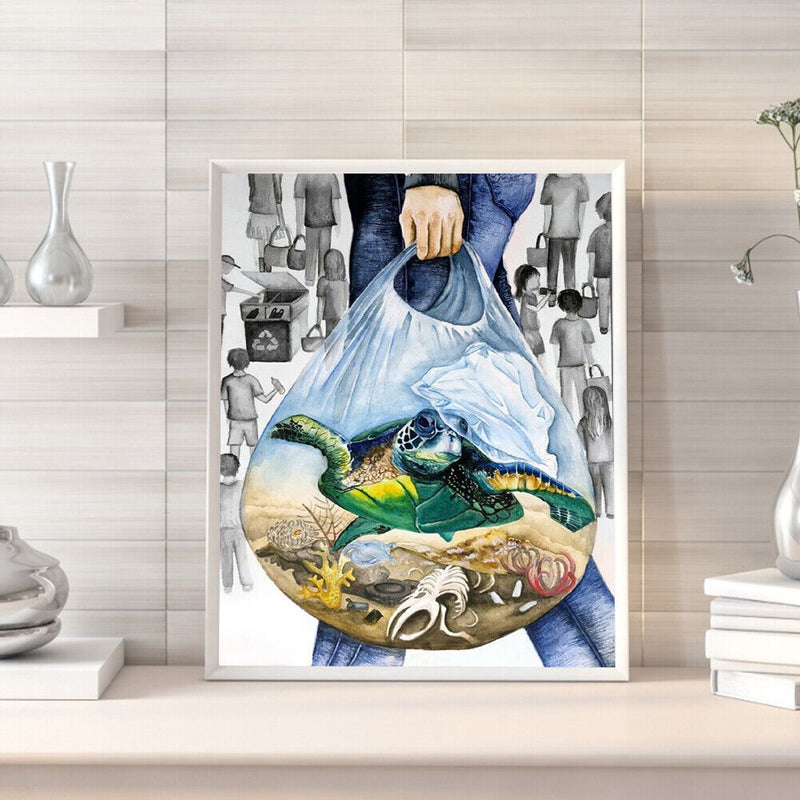 Frameless Sea Turtles Oil Paint By Numbers DIY Kit Handmade Drawing On Canvas